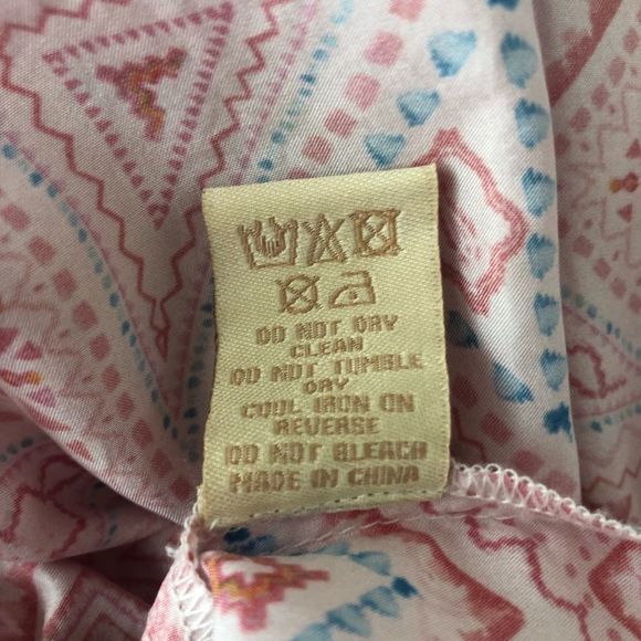 Paloma Blue Silk Pink Geometric Print Crochet Trim Romper Playsuit size Large - Picture 12 of 13